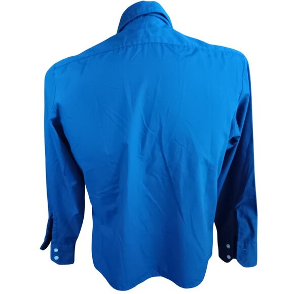 Vintage Men's Oxford Shirt Medium 1970's Button-Up Lawyer Preppy Indie Band BLue - Picture 4 of 5